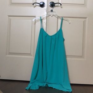 Spaghetti strap aqua dress